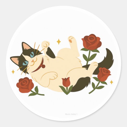 Ragdoll-Katze in Rosen Runder Aufkleber (Vorderseite)