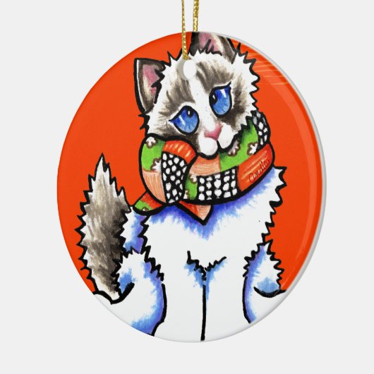 Ragdoll-Katze Keramik Ornament (Links)