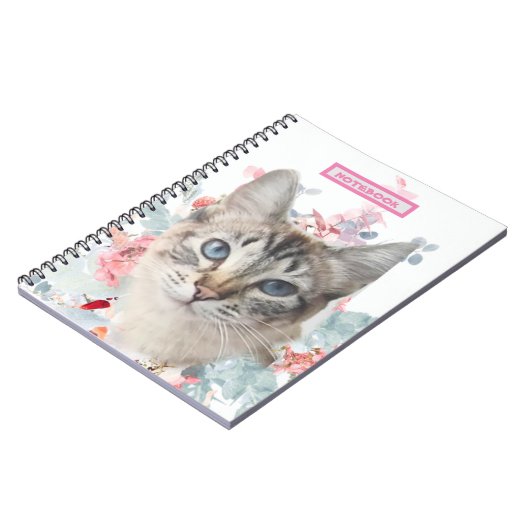 Ragdoll Katze "Kitty Fuzz Hintern" Weiß & rosa Blu Notizblock (Linke Seite)