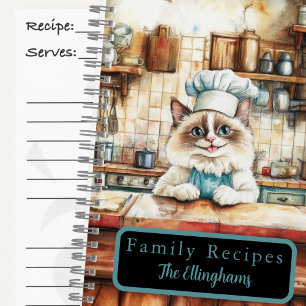 Ragdoll-Katze-Koch-Spiralrezeptbuch Notizblock