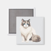 Ragdoll-Katze Magnet (Vorderseite/Rückseite)