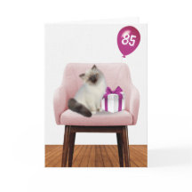 Ragdoll Katze mit 85. Geburtstagsballon