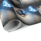 Ragdoll Katze mit blauem Neoplattfliege Geschenkpapier (Rolleneckpunkt)