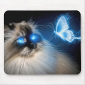 Ragdoll Katze mit blauem Neoplattfliege Mousepad (Vorne)
