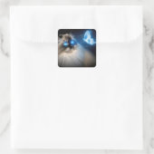 Ragdoll Katze mit blauem Neoplattfliege Quadratischer Aufkleber (Tasche)