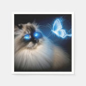 Ragdoll Katze mit blauem Neoplattfliege Serviette (Vorderseite)