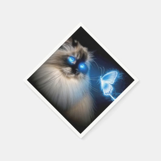 Ragdoll Katze mit blauem Neoplattfliege Serviette (Ecke)