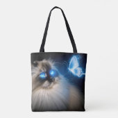 Ragdoll Katze mit blauem Neoplattfliege Tasche (Rückseite)