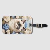Ragdoll Katze mit Blue Hydrangea-Blume Gepäckanhänger (Vorderseite (Horizontal))