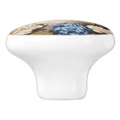 Ragdoll Katze mit Blue Hydrangea-Blume Keramikknauf (Seitenansicht)