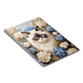 Ragdoll Katze mit Blue Hydrangea-Blume Notizblock (Rechte Seite)