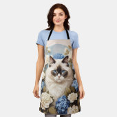 Ragdoll Katze mit Blue Hydrangea-Blume Schürze (Getragen)