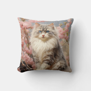 Ragdoll Katze mit Blume Kissen
