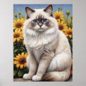 Ragdoll Katze mit Blume Whimsical Pet Poster (Vorne)