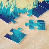 Ragdoll Katze mit Sonnenbrille am Strand Puzzle (Seite)