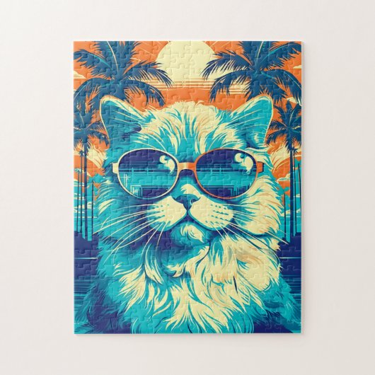 Ragdoll Katze mit Sonnenbrille am Strand Puzzle (Vertikal)