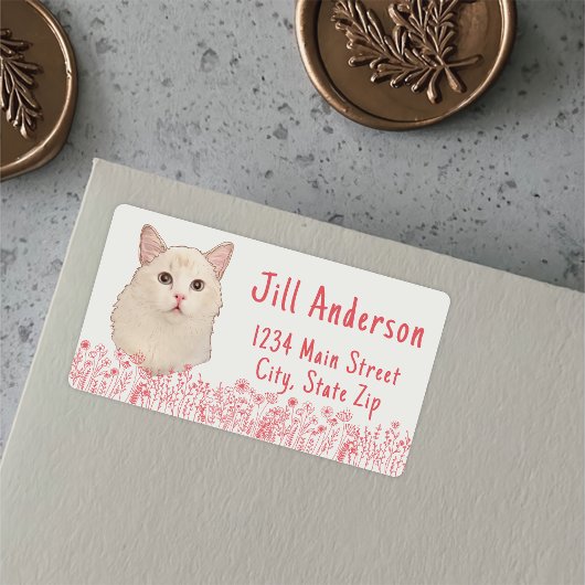 Ragdoll Katze Personalisiert Hand Zeichnend Adressaufkleber