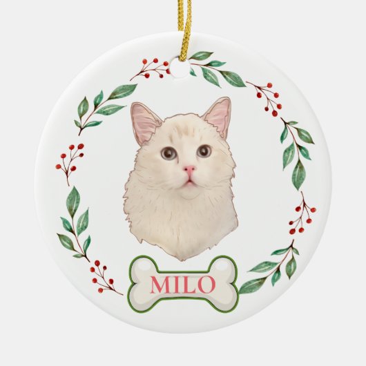 Ragdoll Katze Personalisiert Hand Zeichnend Keramik Ornament (Vorne)