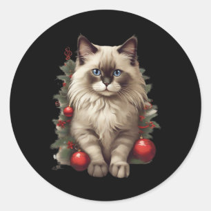 Ragdoll-Katze Weihnachts-Schmuck Runder Aufkleber