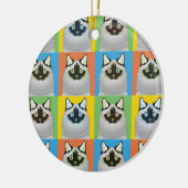 Ragdoll Katzen-Cartoon Pop-Kunst (Siegel-Punkt) Keramikornament (Links)