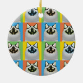 Ragdoll Katzen-Cartoon Pop-Kunst (Siegel-Punkt) Keramikornament (Hinten)