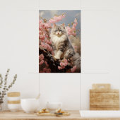 Ragdoll Katzenportrait mit Blume Poster (Küche)