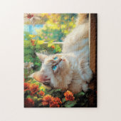 Ragdoll Katzenportrait mit Blume Puzzle (Vertikal)