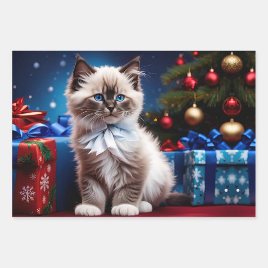 Ragdoll Kitten Christmas Present Geschenkpapier Set (Vorderseite)