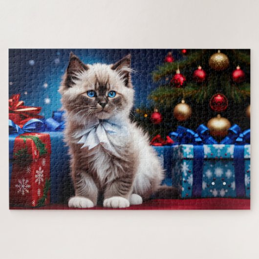 Ragdoll Kitten Christmas Present Puzzle (Horizontal)