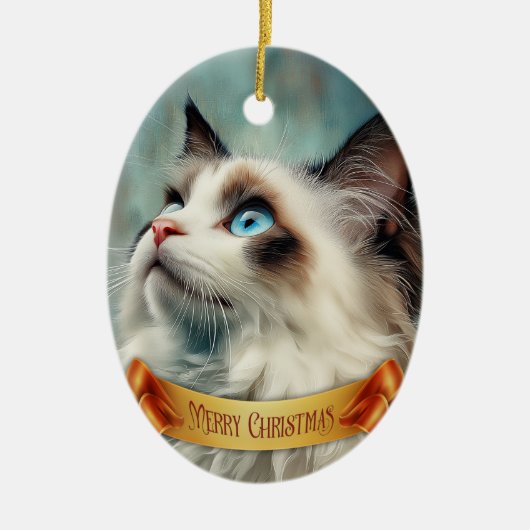 Ragdoll Kitten Keramik Ornament (Vorne)