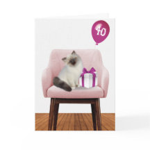 Ragdoll Kitten mit 40. Geburtstagsballon