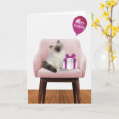Ragdoll Kitten mit Geburtstagsgeschenk Karte (Gelbe Blume)