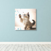 Ragdoll Kitten mit Seifenblasen Leinwanddruck (Insitu (Holzboden))