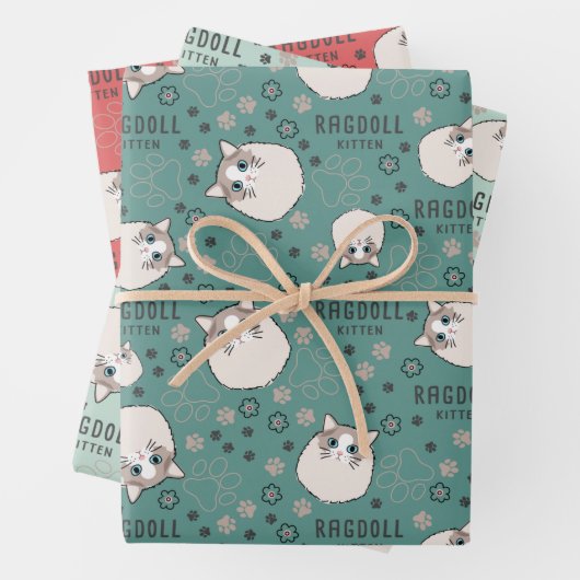Ragdoll Kitten Packpapier Sheets Geschenkpapier Set (Beispiel)