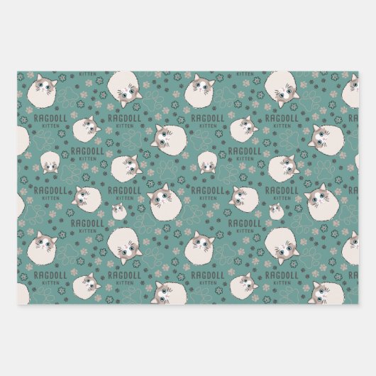 Ragdoll Kitten Packpapier Sheets Geschenkpapier Set (Vorderseite)
