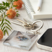 Ragdoll Kitten Portrait Schlüsselanhänger (Vorderseite rechts)