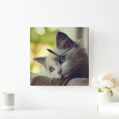 Ragdoll Kitten Quadratische Wanduhr (Zuhause)