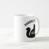 Ragdoll Mama Cat Silhouette Personalized Name Kaffeetasse (VorderseiteRechts)