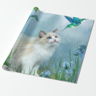 Ragdoll Miezekatze mit Geschenkpapier