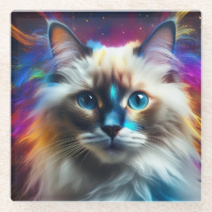 Ragdoll-Rasse des Hintergrunds der Katzenkolbenexp Glasuntersetzer