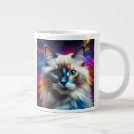Ragdoll-Rasse des Hintergrunds der Katzenkolbenexp Jumbo-Tasse