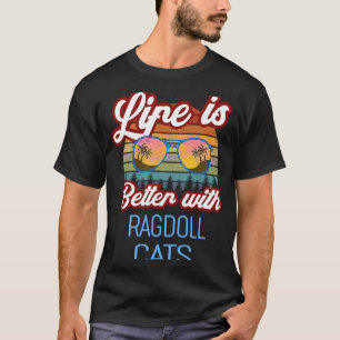 Ragdoll Retro Sonnenuntergang mit Ragdoll-Katzen T-Shirt