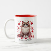 Ragdoll Romance: Valentine's Day Heartfelt Paws Zweifarbige Tasse (Links)