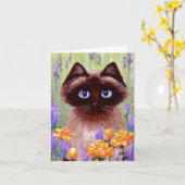 Ragdoll Siamese Burmese Cat Blume Rose Art Karte (Gelbe Blume)