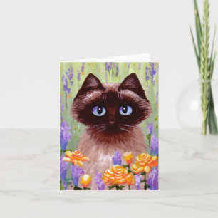 Ragdoll Siamese Burmese Cat Blume Rose Art Karte