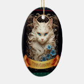 Ragdool White Cat Jugendstil Keramik Ornament (Rechts)