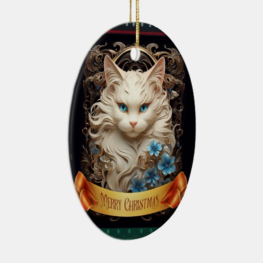 Ragdool White Cat Jugendstil Keramik Ornament (Rechts)