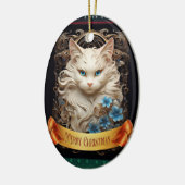 Ragdool White Cat Jugendstil Keramik Ornament (Links)
