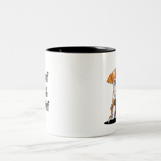 Rage and Mischief Brittany Dog Zweifarbige Tasse (Mittel)