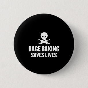 Rage-Backen rettet lebenden Schädel Lustiger Bäcke Button